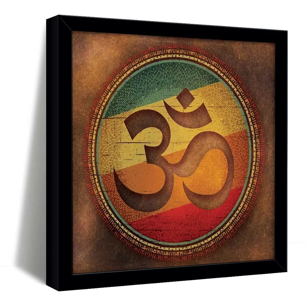ArtX Om Brown Big Canvas Painting With Frame Square