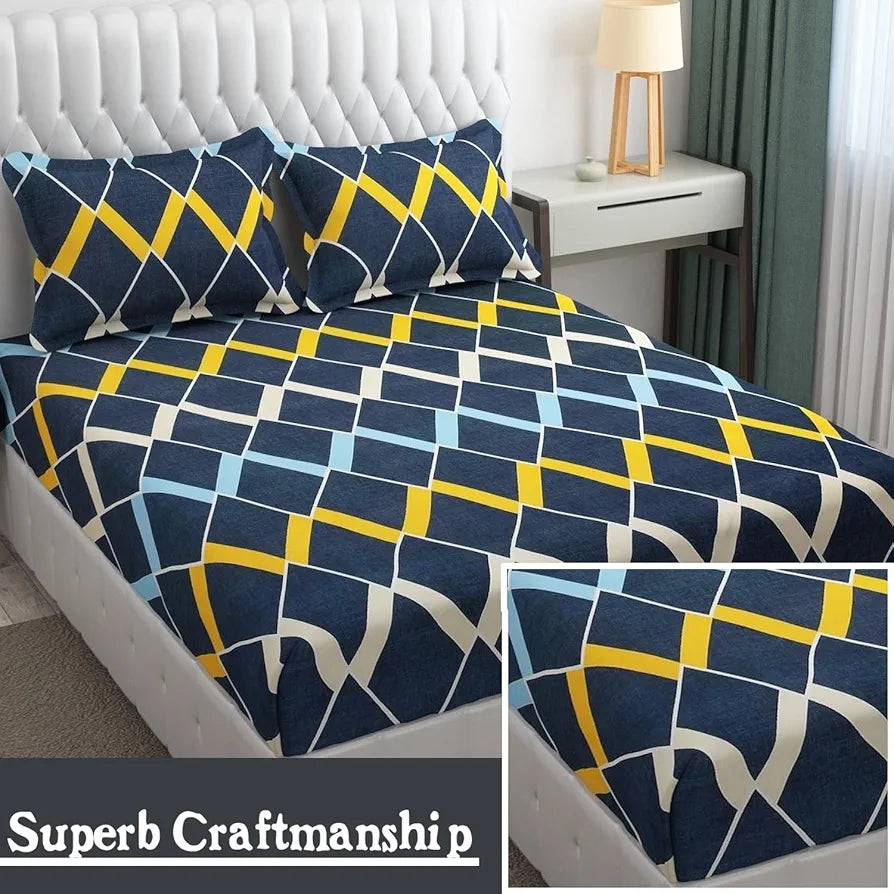 Fresh From Loom Microfiber King Size Double Printed Bedsheet Bed Sheets with 2 Pillow Covers 144 TC Slate Grey