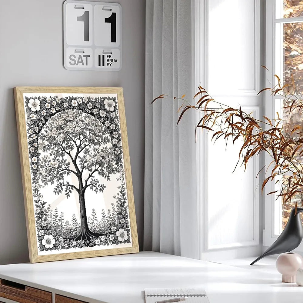 ArtX Paper Monochrome Paintings with Frame Black and White Set of 3