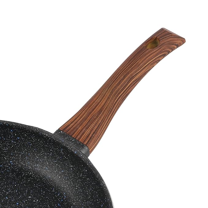 Vinod Zest Plus Die Cast Aluminium Frypan - 24 cm | Skillet Pan for Frying, Saute | 5mm Thick | 5 layer Coating| Wooden Finish Handle