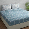 Huesland by Ahmedabad Cotton 144 Tc Cotton Bedsheet for Double Bed King Size with 2 Pillow Covers | Blue & White