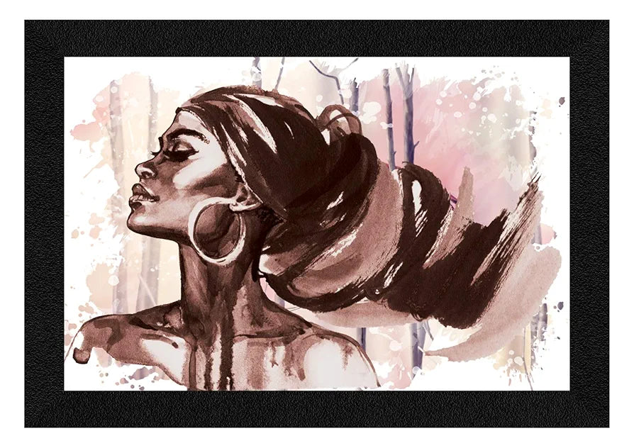 ArtX Modern African Women Wall Art Painting Abstract Synthetic Wood Framed Picture