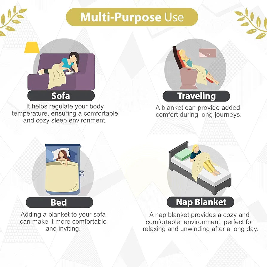 Divine Casa 120 GSM Microfiber Single Kids Dohar Soft & Lightweight Throw Blanket Geometric Triangles Pattern Colour Black & White