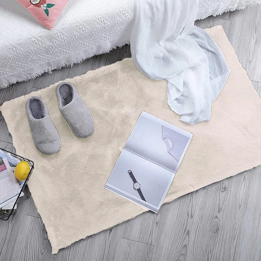 Luxe Home International Rectangular Bath Mat Super Soft Anti Skid Rabbit Fur  Bathroom Mats Colour Skin