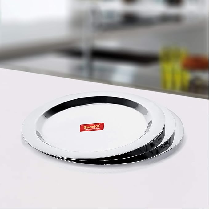 Sumeet Stainless Steel Heavy Gauge Ciba/Lids Set of 3 Pc Size 18.8Cm 20Cm 21.3Cm