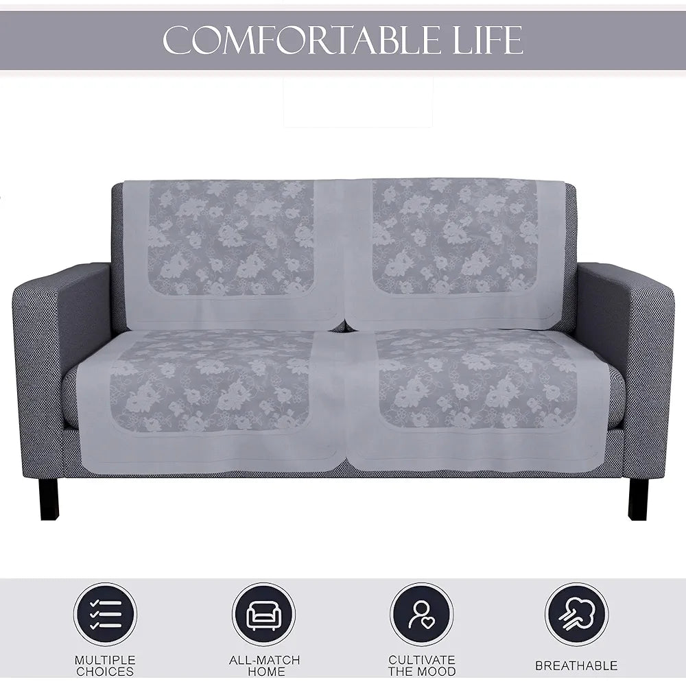 Kuber Industries Set of 6 Net Durable 2+1 Seater Sofa Covers for Living Room Self Net Hawaii Grey