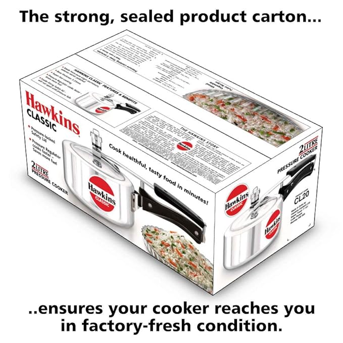 Hawkins Classic Aluminium Inner Lid Pressure Cooker 2 Litre Silver