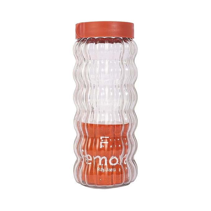 Femora Kitchen Storage Jars Clear Glass With Plastic Stackable Lid Jar | 1000 Ml | Pack of 4