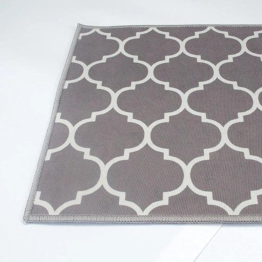 Ishro Home Kitchen Mats For Floor Anti Slip Waterproof Set Of 2 Pcs Colour Grey Diamonds