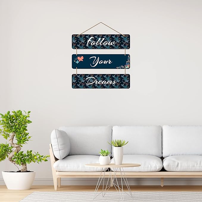 Artvibes Follow Your Dreams Wooden Wall Hanger for Home Decor | Artworks Mordern Hanging