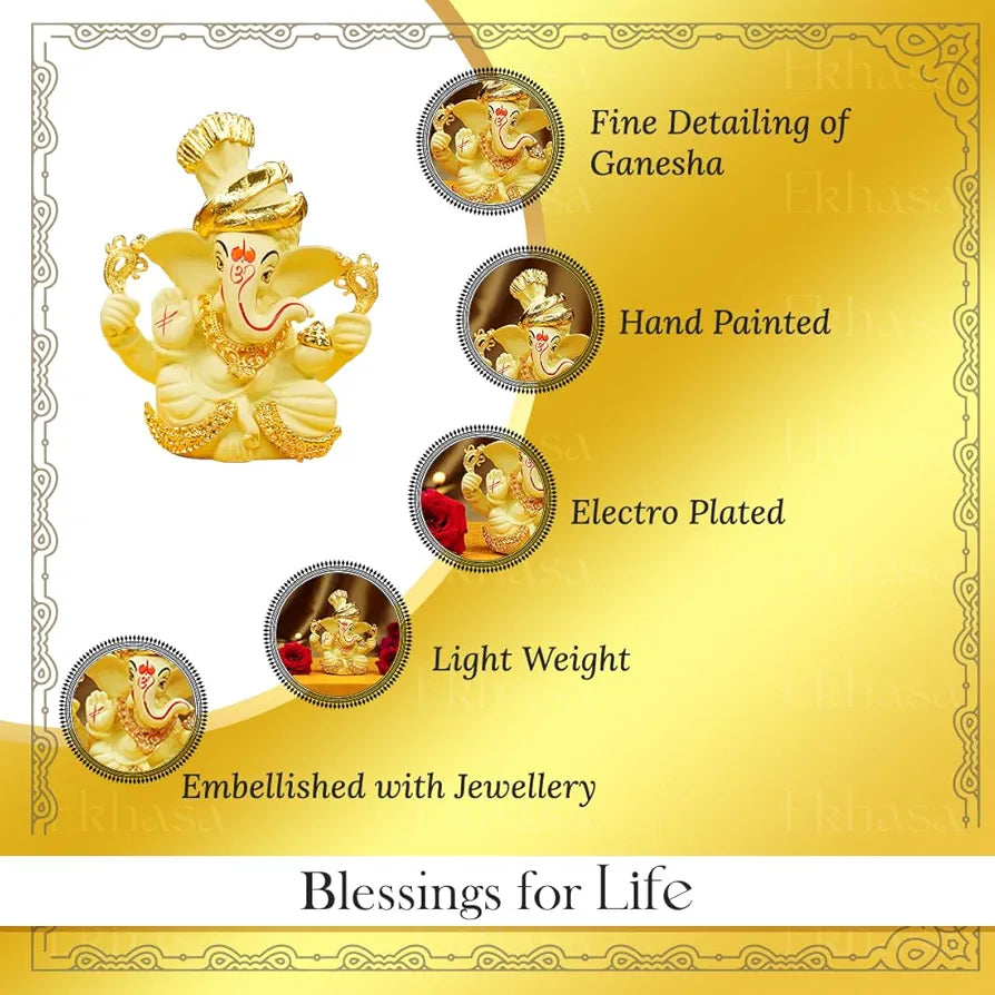 Ekhasa Ganesh Idol for Car Dashboard Ganpati Idol for Cars Ivory 3