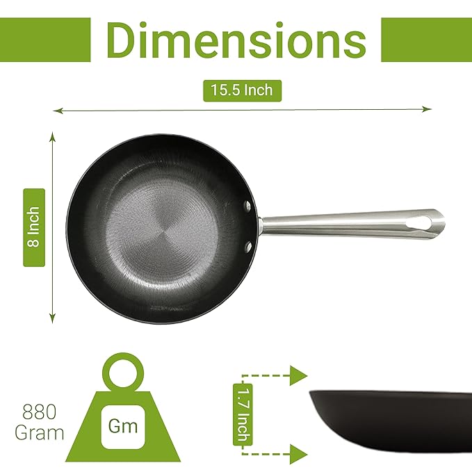 Femora Preseasoned Cast Iron 20 Cm Fry Pan | Non Toxic and Coating | Pack of 1 Pcs