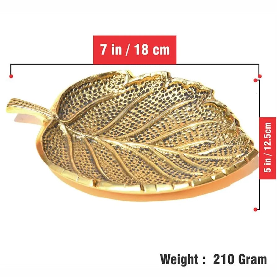 Pure Source India Leaf Design Aluminium Agarbatti Stand Incense Holder Ashcacher Gold Antique