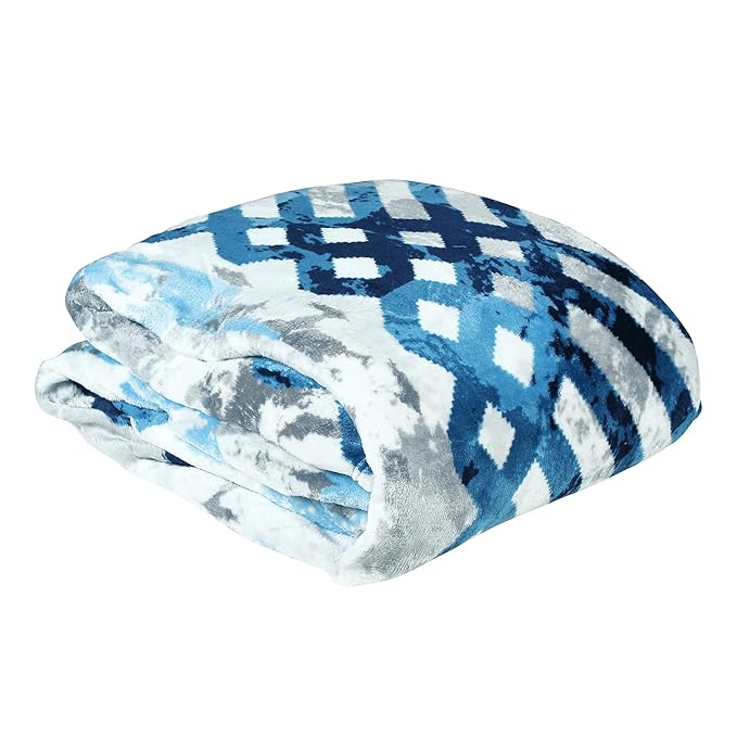 Story@Home Polyester All-Season AC Double Size Finley Blanket Abstract, Slate Grey Colour