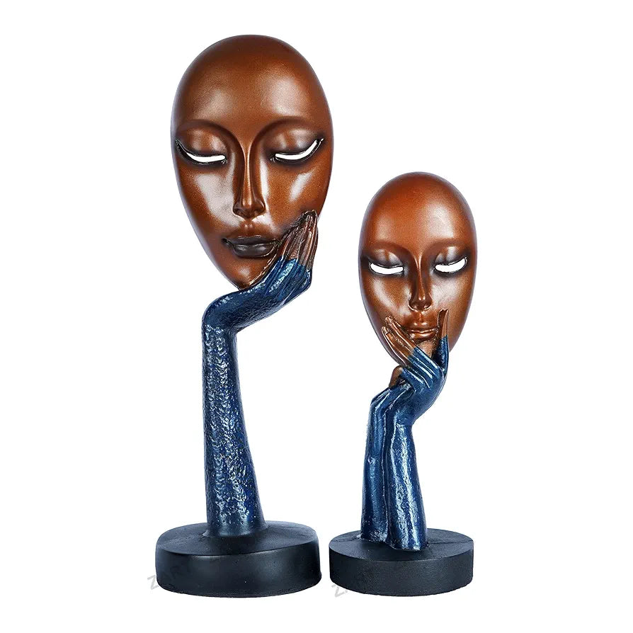 Zart New Brown Lady Face Handmade Showpiece