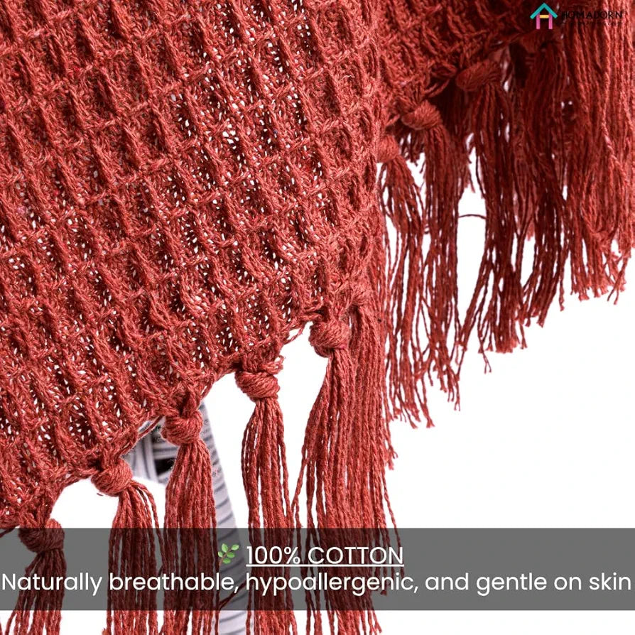 Homadorn Waffle Weave Cotton Throw Blanket Colour Rust