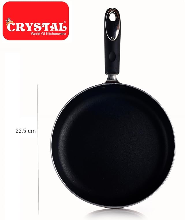 Crystal Platinum Series Non-Stick Fry Pan with Steel Lid - 598 gms