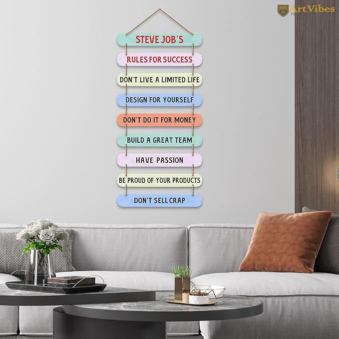 Artvibes Steve Job's Quotes Mdf Wooden Wall Hanging for Home Livingroom Art Item