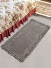 Saral Home Shaggy Soft Cotton Durable & Washable Multipurpose Bedside Runner Colour Light Grey