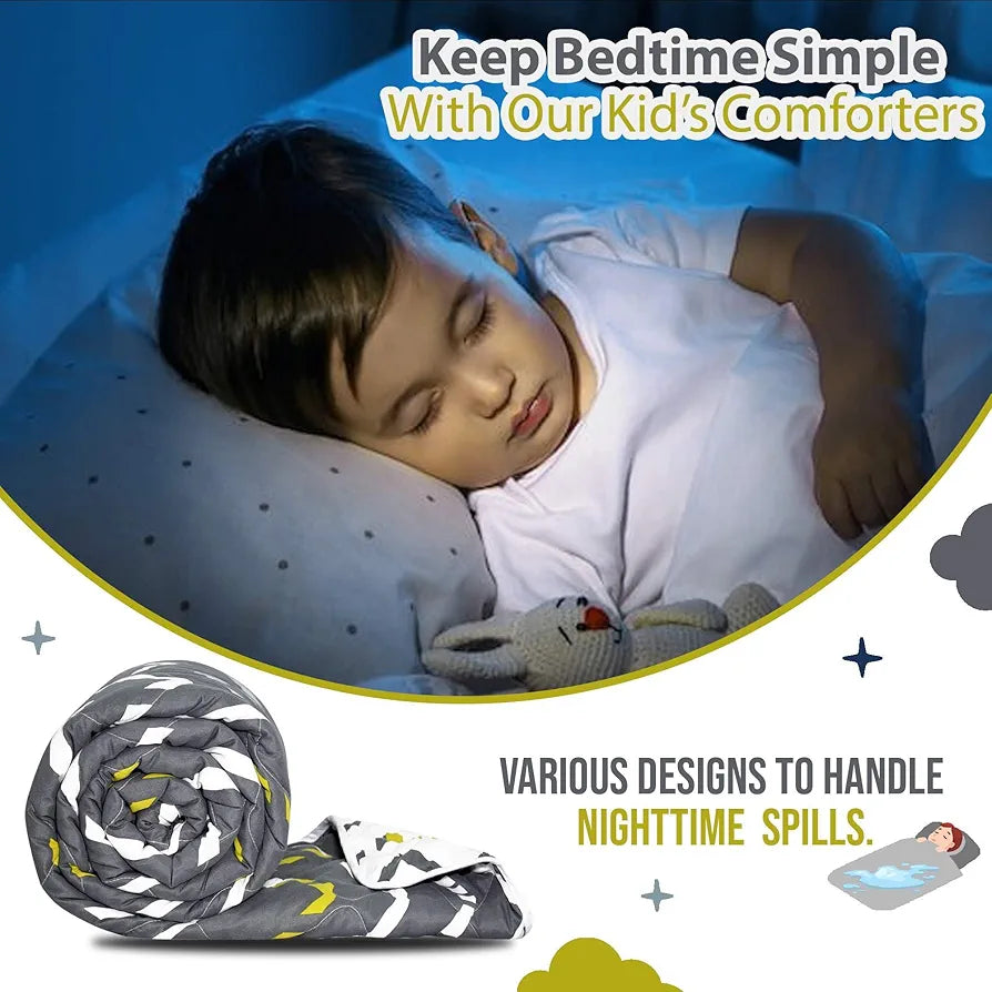 Divine Casa 120 GSM Microfiber Reversible Kids Single Bed Comforter Ultra-Soft Toddler Blanket Colour Blue Mirage