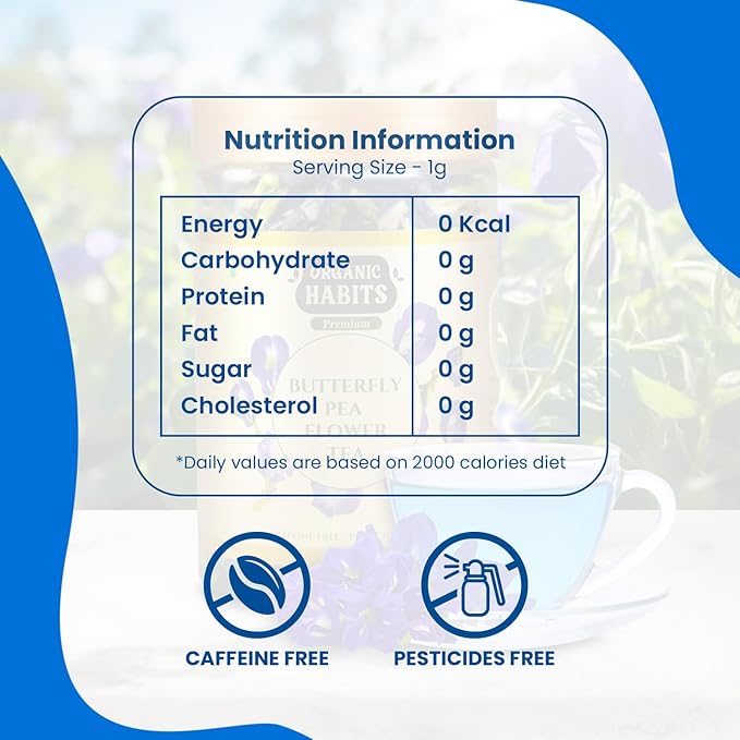 Organic Habits Blue Butterfly Pea Flower Tea 50 Gms | Aparajita Herbal Tea | Anti-oxidant Rich
