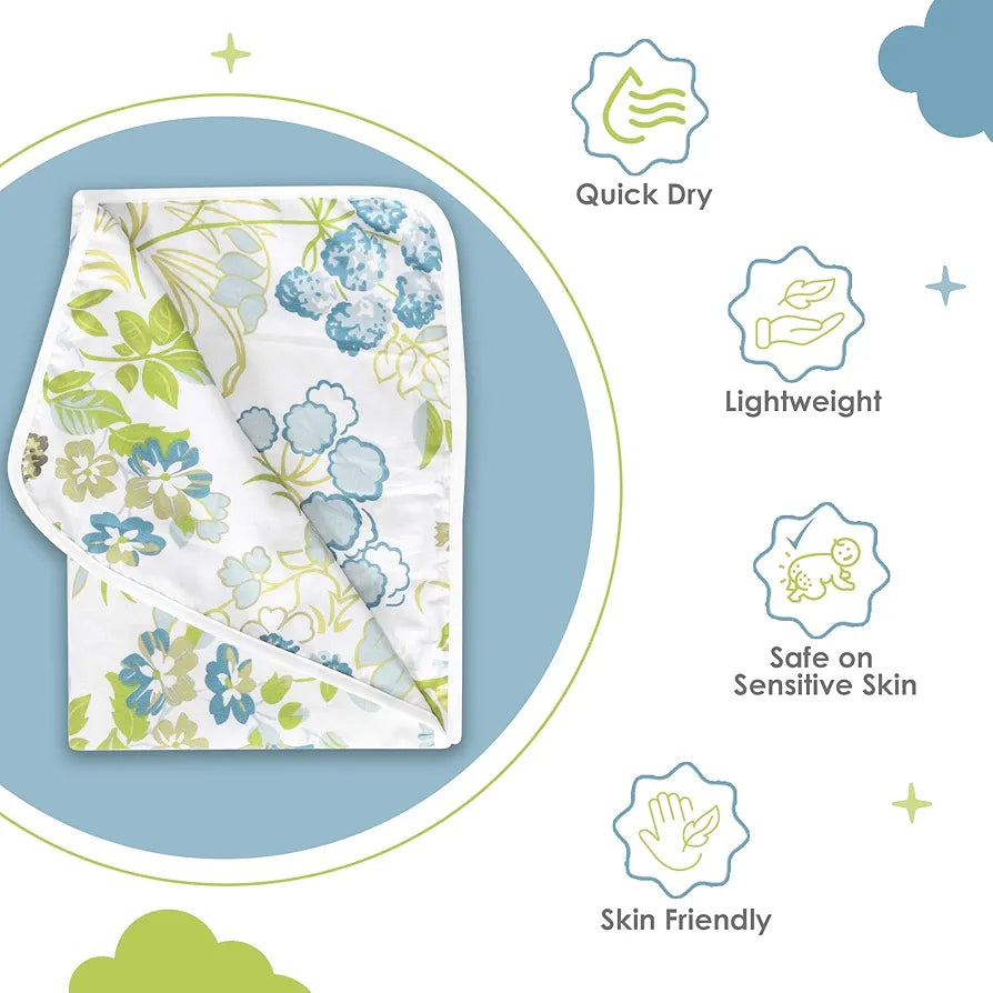 Divine Casa Floret 100% Cotton Single Kids Dohar 120 GSM Soft & Lightweight Throw Blanket Colour Green Banana