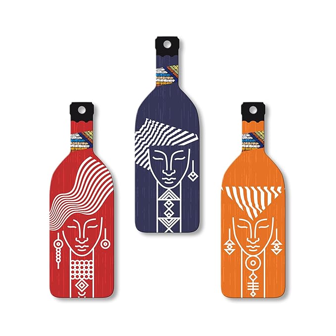 Artvibes Tribal Warli Art Wooden Wall Hanging for Home Decor | Set of 3