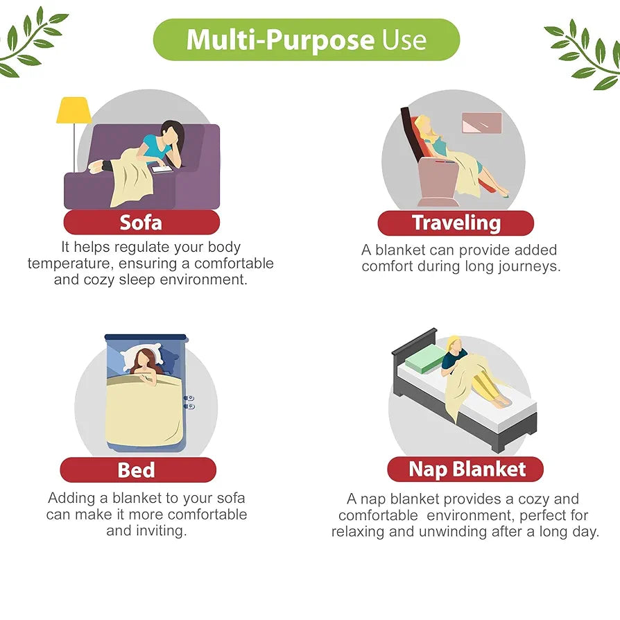 Divine Casa Pure Cotton Printed Single Dohar 120 GSM Soft & Lightweight Throw Blanket Colour Ice Green