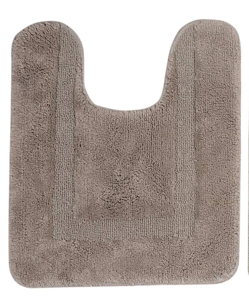 Saral Home Cotton Anti Slip Bathmat Set with Contour Colour Grey (Pack of 2)
