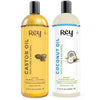 Rey Naturals® Cold-Pressed, 100% Pure Castor Oil & Coconut Oil Combo - Moisturizing & Healing, For Skin, Hair Care, Eyelashes (200 ml + 200 ml) (200 ml) (200 ml) (200 ml)