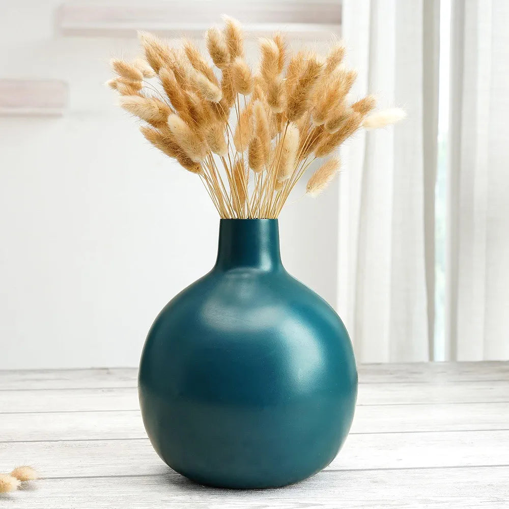 Behoma Metal Flower Vase Opal Blue Flowers not Included