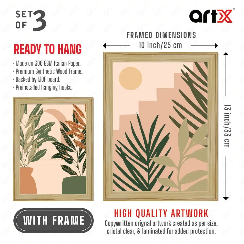 ArtX Paper Boho Women Wall Painting Set of 3