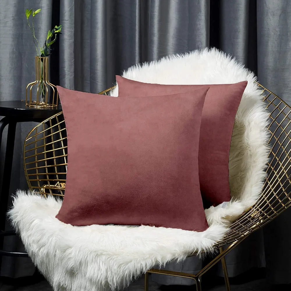Cloth Fusion Velvet Sofa Cushion Cover Set of 2 Luxurious Cushion Cover Dusty Pink