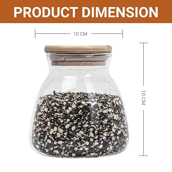 Femora Kitchen Storage Jars Borosilicate Glass With Wooden Lid Air Tight Jar | 450 Ml | Pack of 6