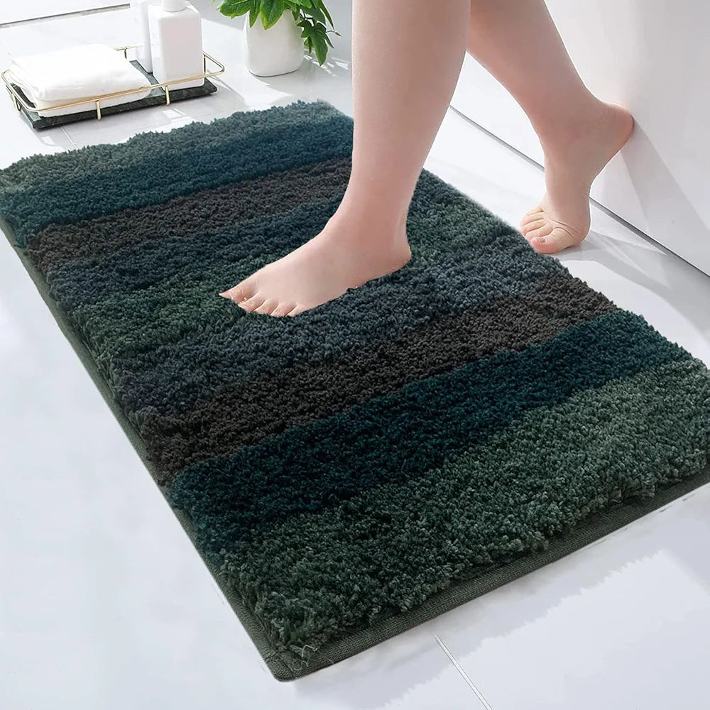 Luxe Home Bath Mat Super Soft Microfiber Non Slip Jericho Bathroom mats 40x60 cm Colour Burnt Green