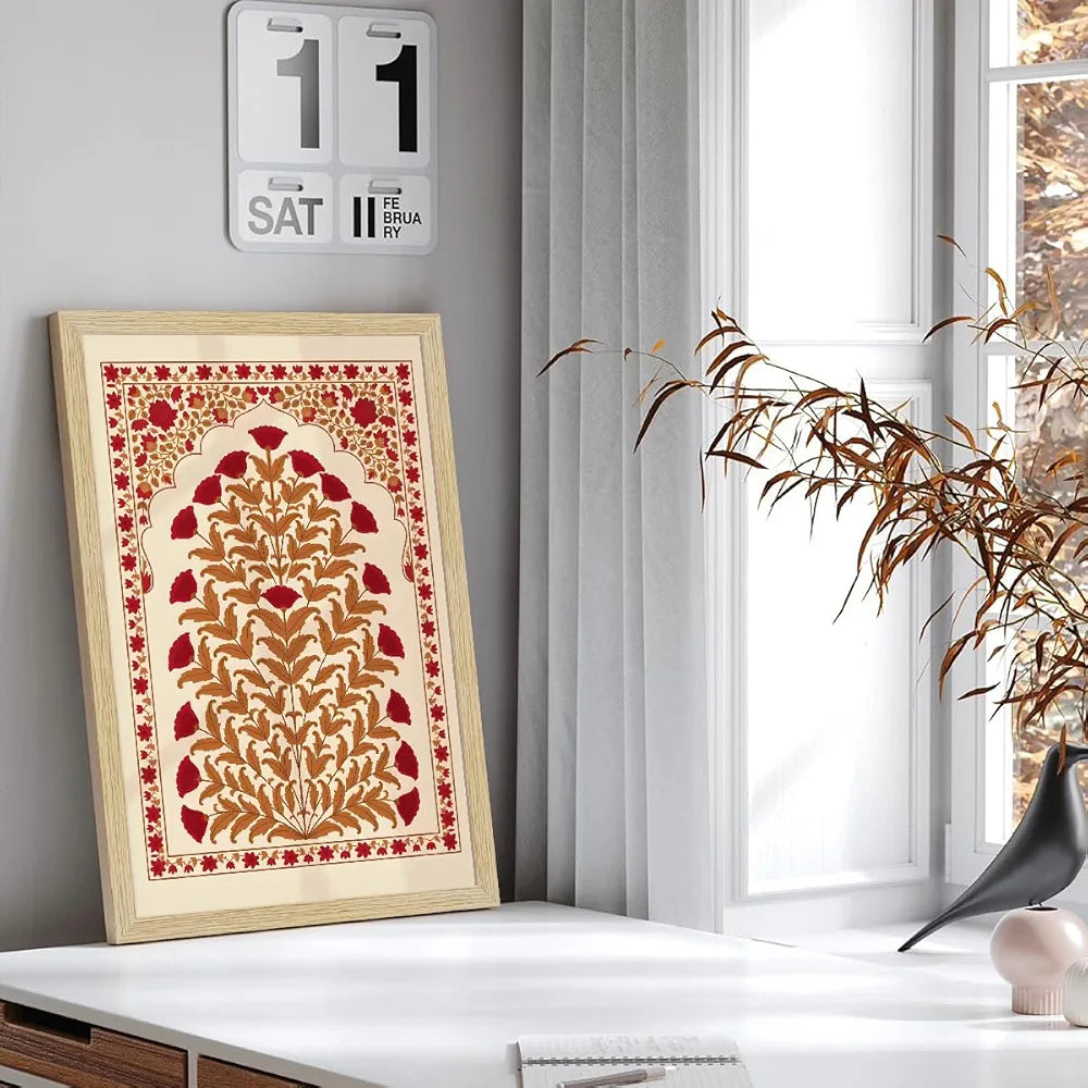 ArtX Paper Elephant Kalamkari Art Paintings with Frame Set of 2