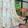 Urban Space Cotton Semi Sheer Curtains for Door Set of 2 with Eyelets and Tieback (Clour Floral Ripples Pink & Green)