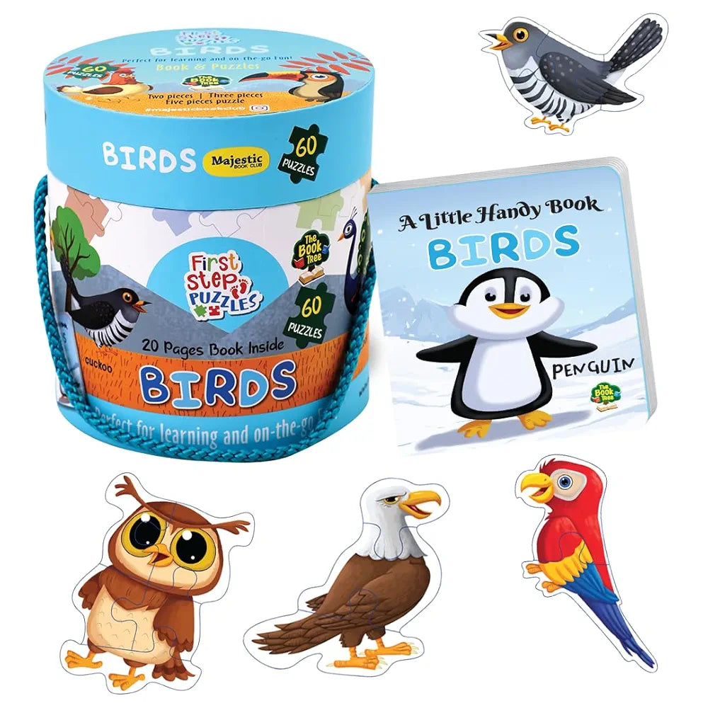The Book Tree Birds Puzzle Box for Kids I Educational Toy for Kids Age 2+ I 60 Jigsaw Puzzle Pieces and 1 Story Book for Early Learning I A for Children by Majestic Book Club