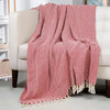 Homadorn All Season Cotton Weaved Throw Blanket Colour Red