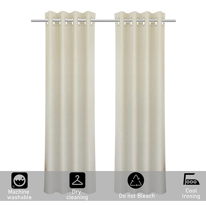 Kuber Industries Stylish Door Curtains for Living Room & Bedroom Web Net Colour Cream