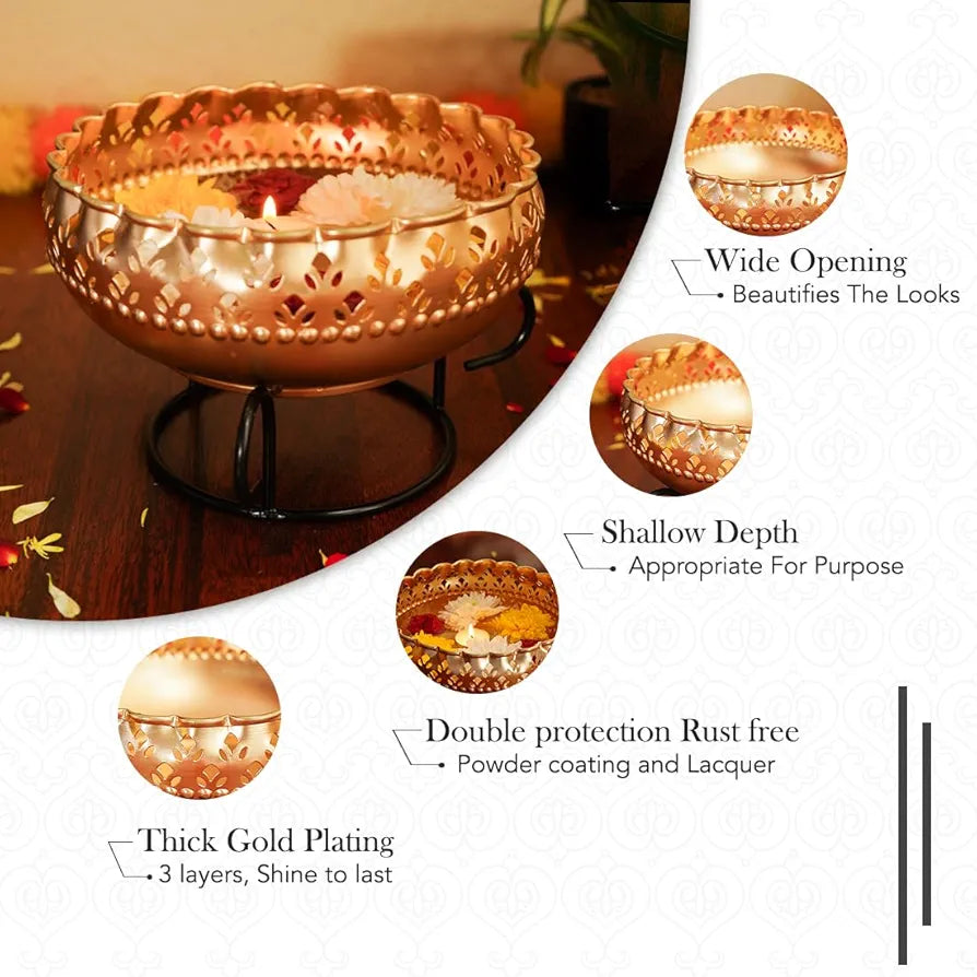 Ekhasa Gold Urli Bowl with Stand Gold