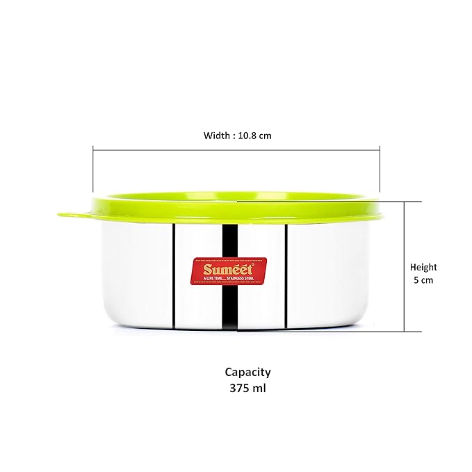 Sumeet Stainless Steel Airtight & Leak Proof Food Storage Containers Set of 1 Pc - 375 ml