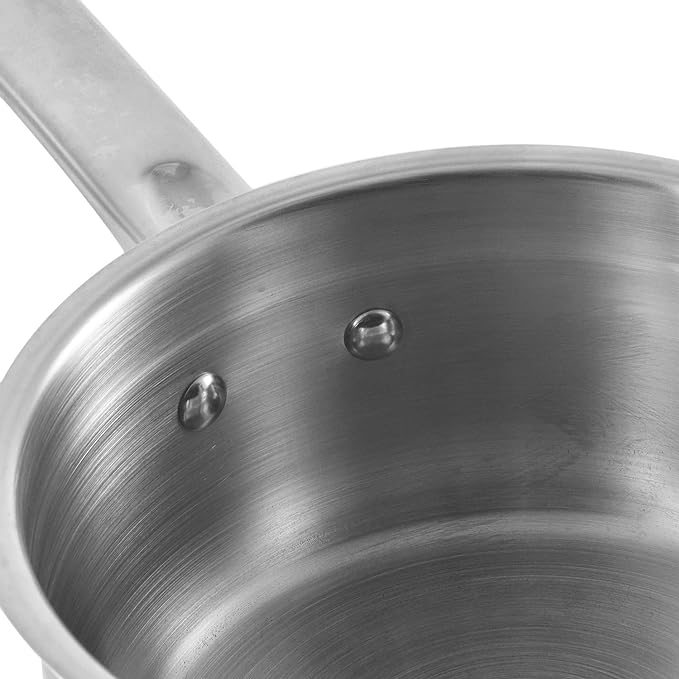Vinod Two Tone Stainless Steel Saucepan With Glass Lid 1.5 Litres | 16 Cm | 6.2mm Thick