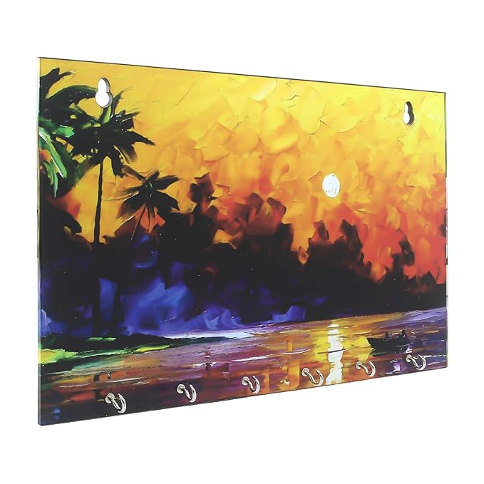 Ecraftindia Naturre View Theme Wooden Key Holder With 6 Hooks