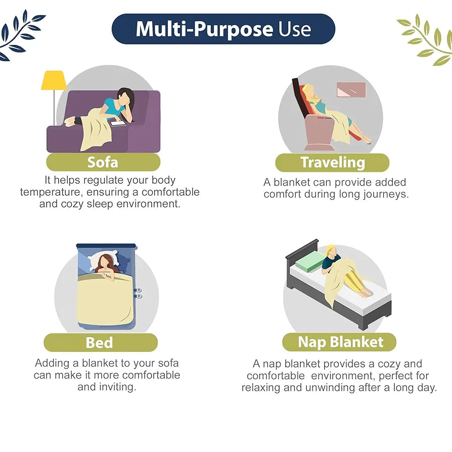 Divine Casa 120 GSM Microfiber Reversible Blanket Soft Printed All-Season AC Blanket Single Bed Colour Pastel Blue