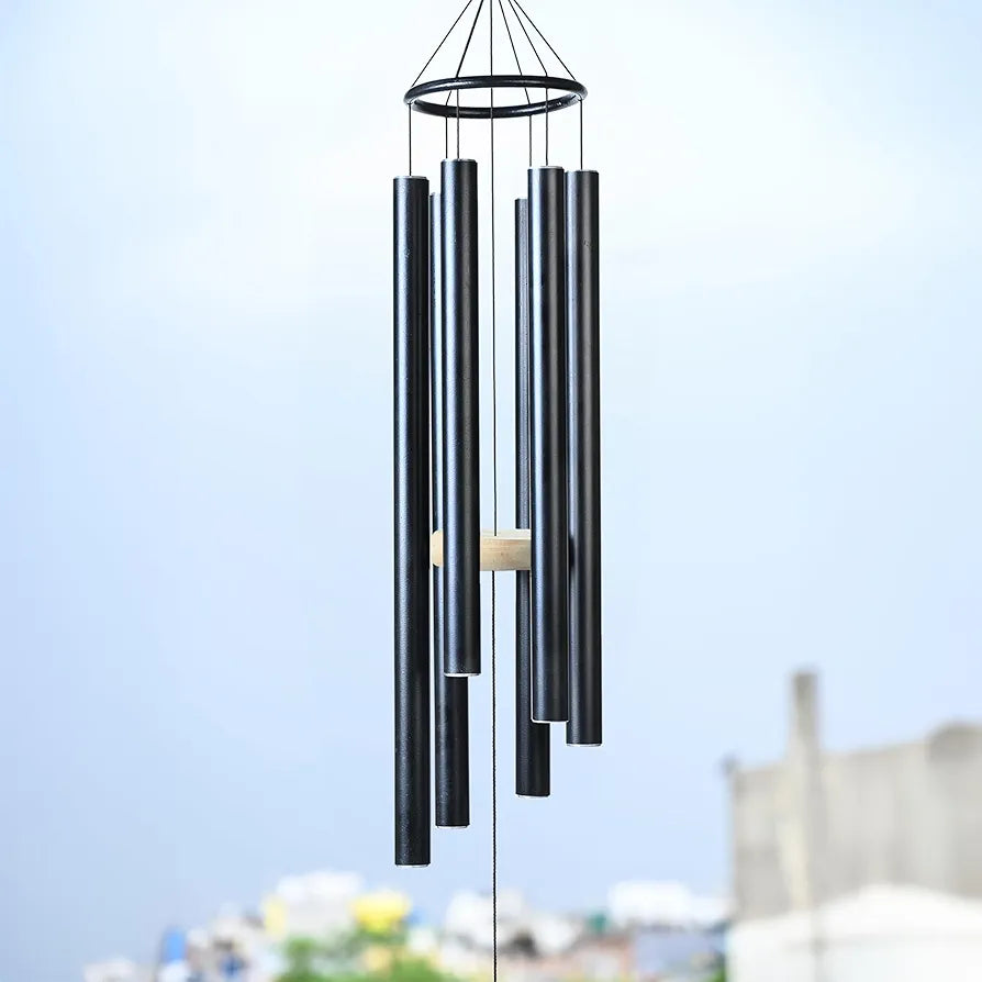 41-Inch Big Wind Chimes – Windchime for Balcony - 6-Pipe Black Design Wind Chime -031
