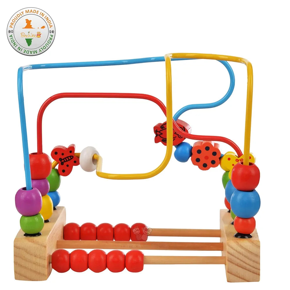 Trinkets & More - Wooden Beads Maze  Puzzle Game Roller Coaster Toddler Large Abacus Learning Activity Centre Kids Educational Toys 12 Months+