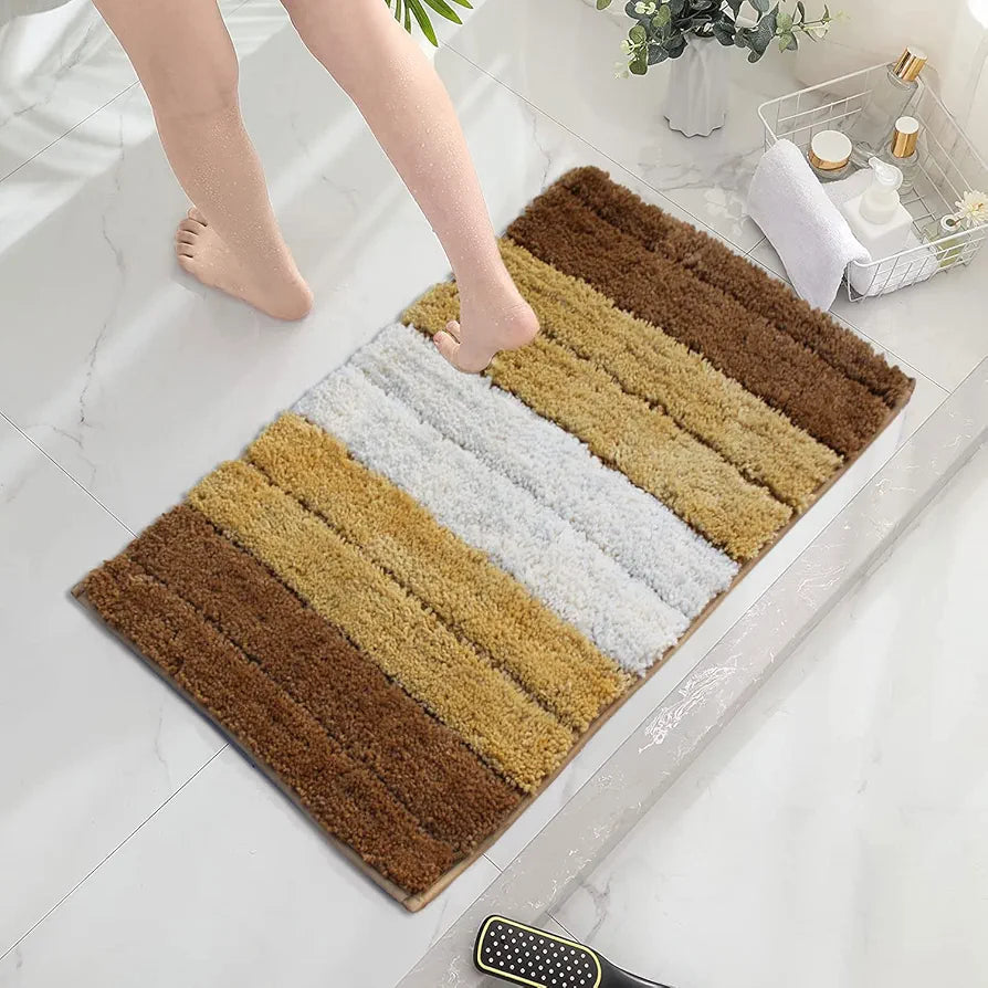 Luxe Home International Microfiber Rectangular Bath mat Soft Anti Slip Skid Luxury Mats 40X60 Cm Colour Tobacco (Pack of 2)