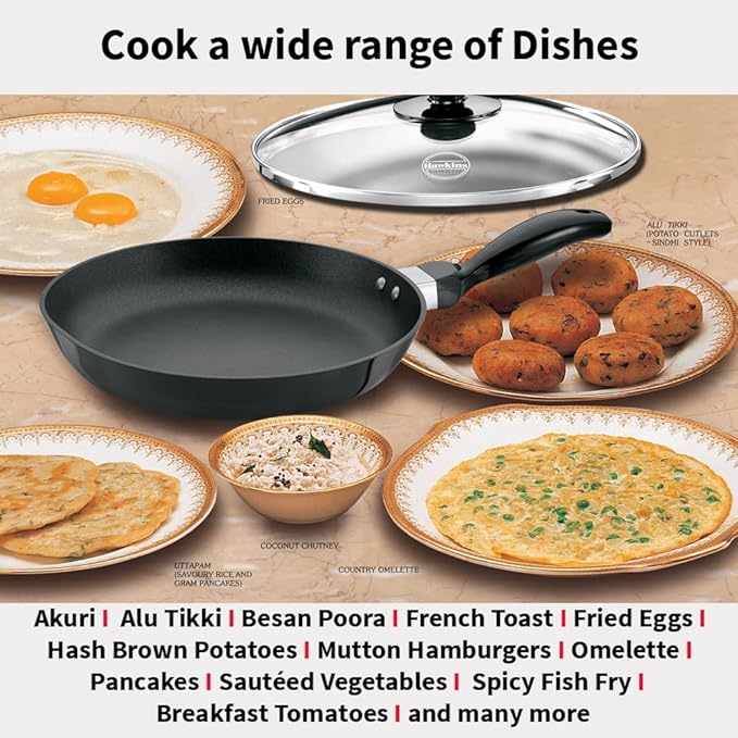 Hawkins Futura 24 cm Frying Pan Non Stick Fry Pan with Glass Lid