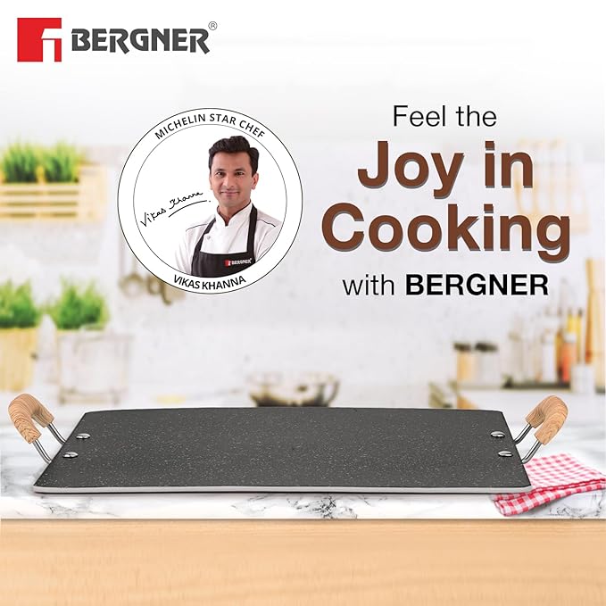Bergner Bellini Plus Aura 5-layer Non-stick 30cm Pathri Tawa, Flat Rectangle Pathri Tawa